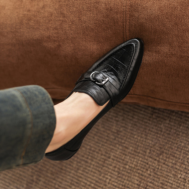 Nova Genuine Leather Pointed-Toe Loafers