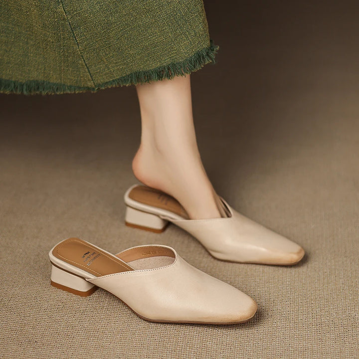 Iris Genuine Leather Chiseled-Toe Mules