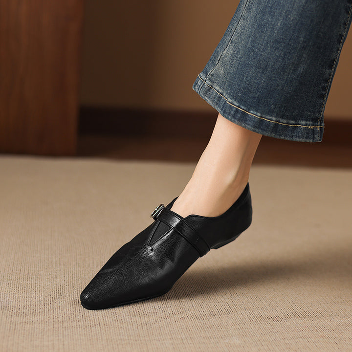 Aster Genuine Leather Chisel-Toe Pumps