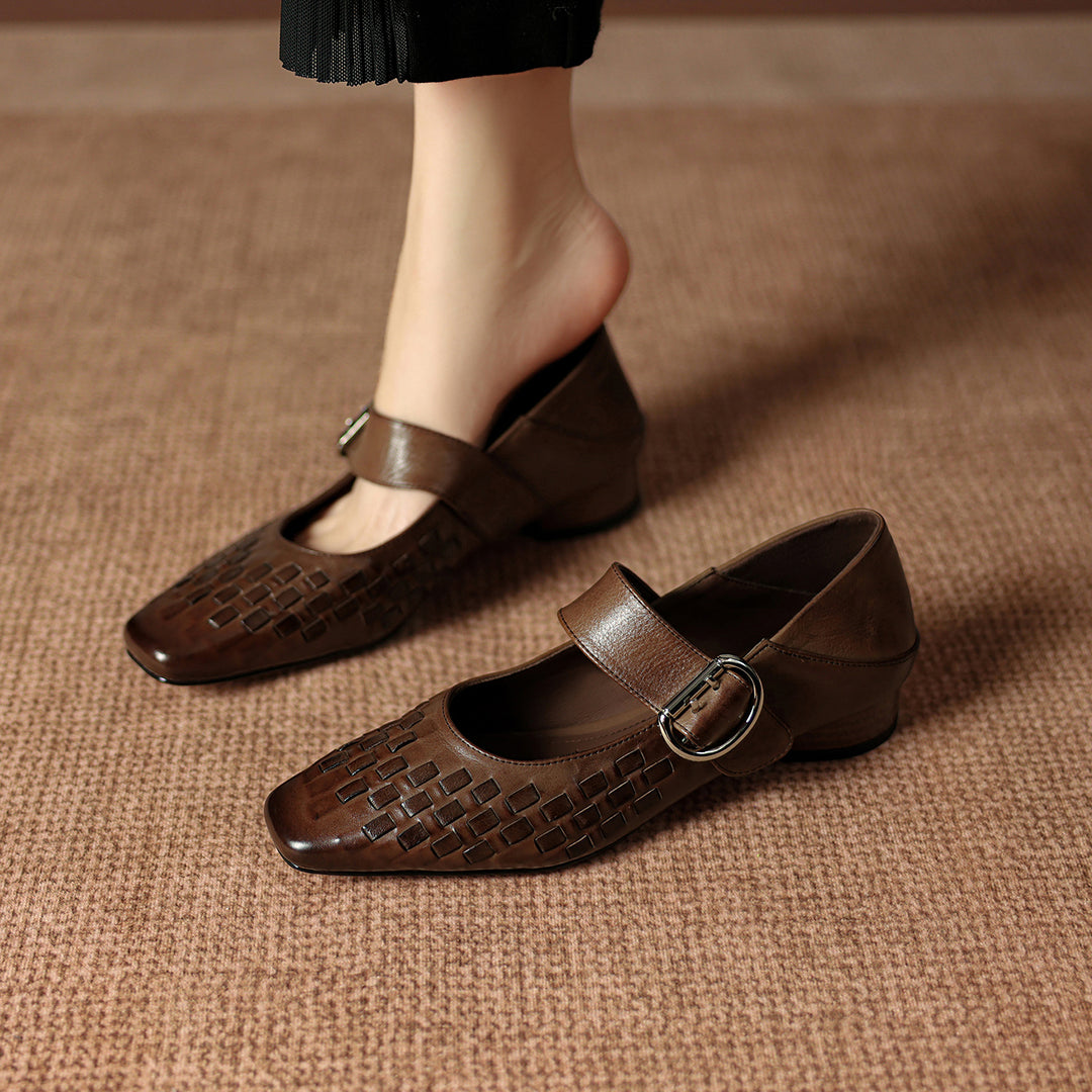 Daria Genuine Leather Mary-Jane Pumps