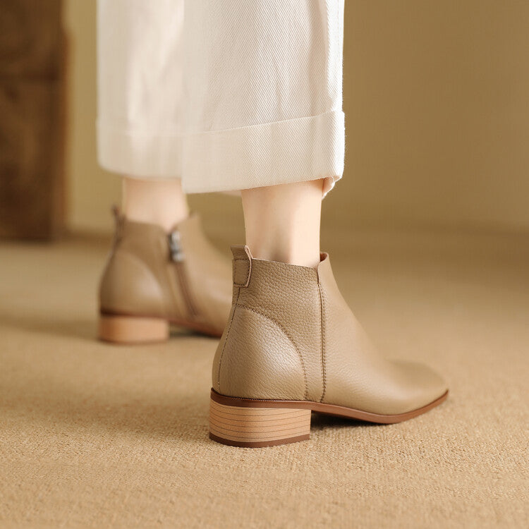 Zeny Genuine Leather Ankle Boots