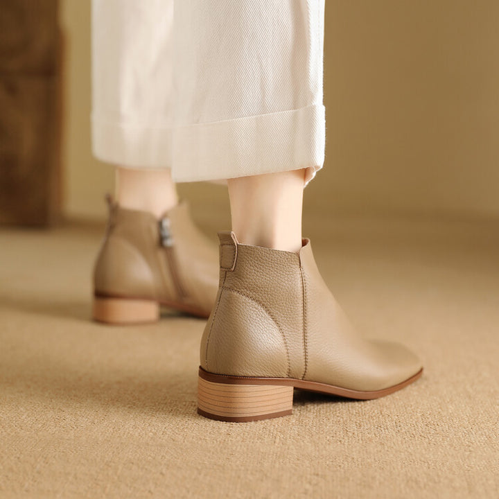 Zeny Genuine Leather Ankle Boots