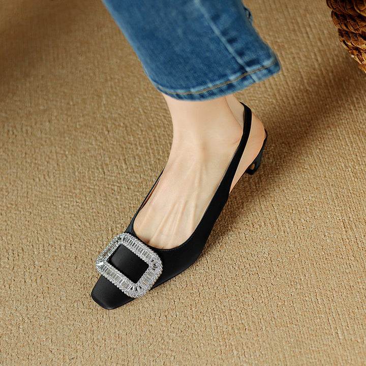 Glea Genuine Leather Slingback Heels