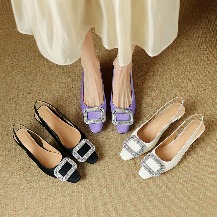 Glea Genuine Leather Slingback Heels