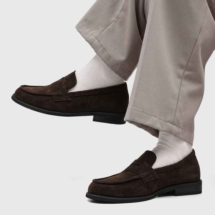 Milan Cowhide Suede Penny Loafers