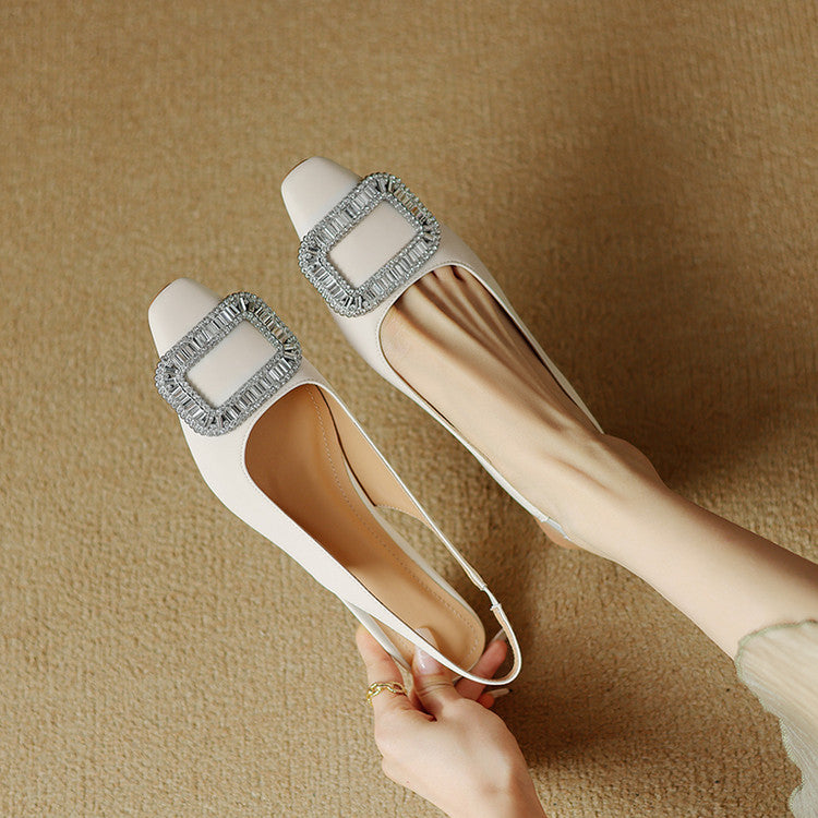Glea Genuine Leather Slingback Heels