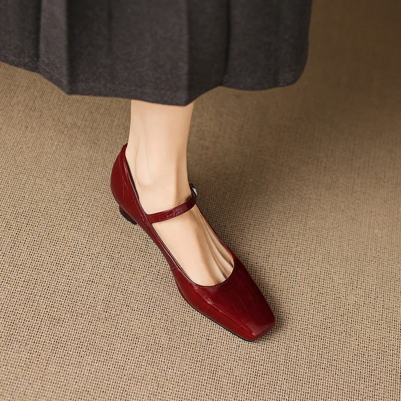 Ella Genuine Leather Mary Jane Pumps