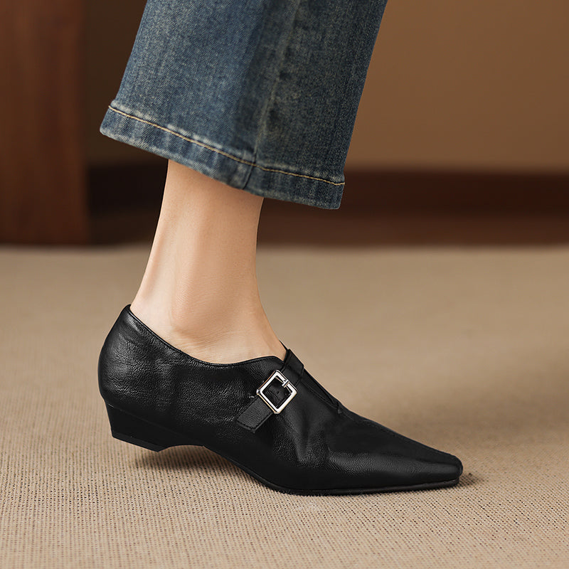 Aster Genuine Leather Chisel-Toe Pumps