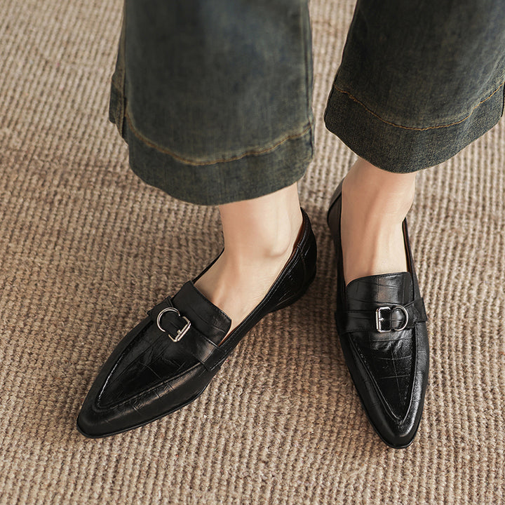 Nova Genuine Leather Pointed-Toe Loafers