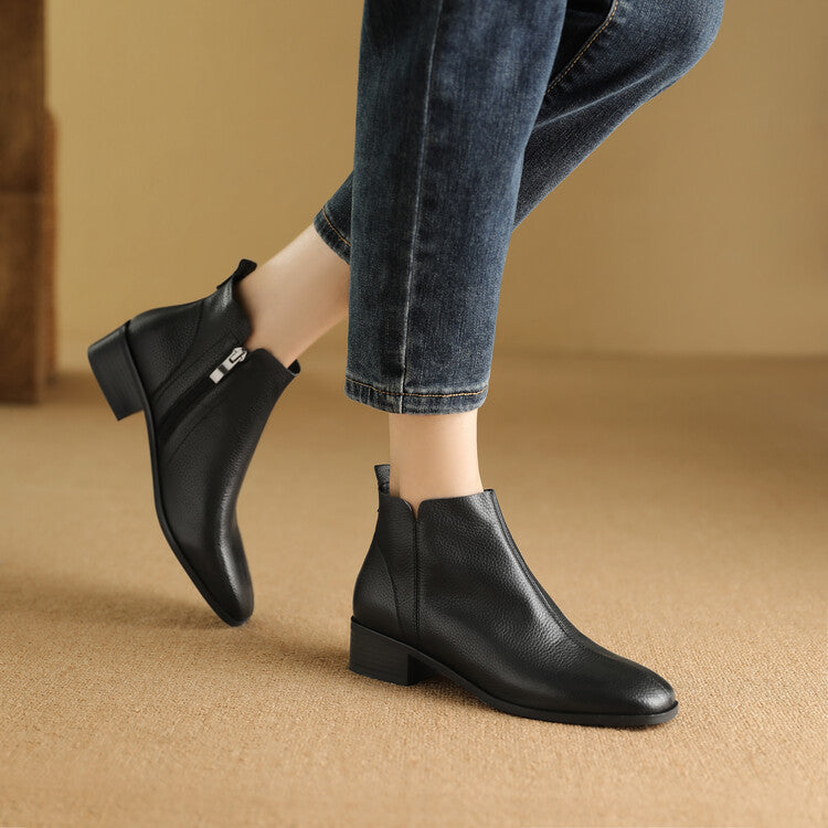 Zeny Genuine Leather Ankle Boots