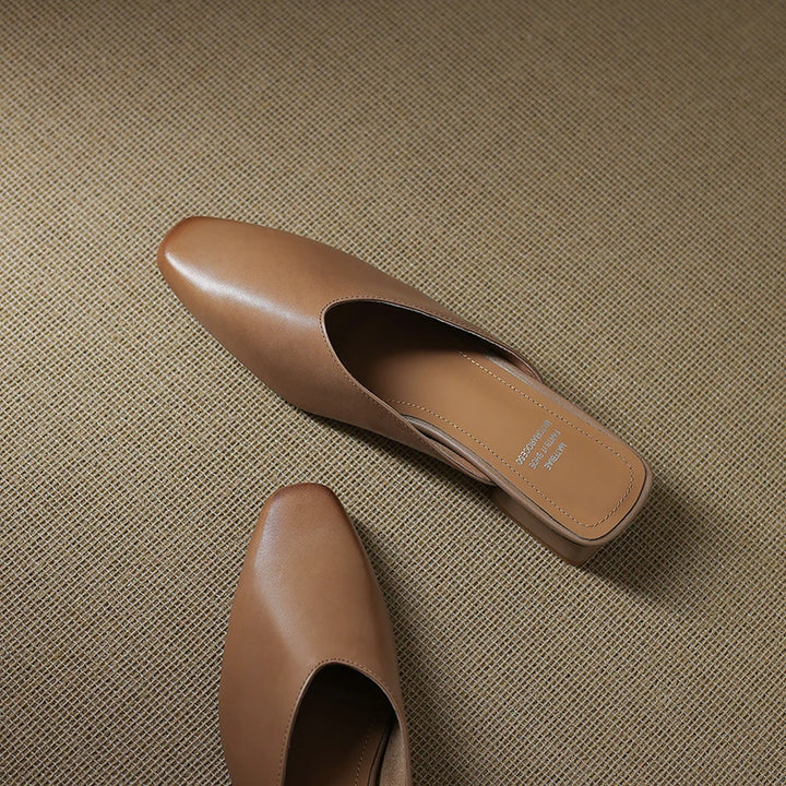 Iris Genuine Leather Chiseled-Toe Mules