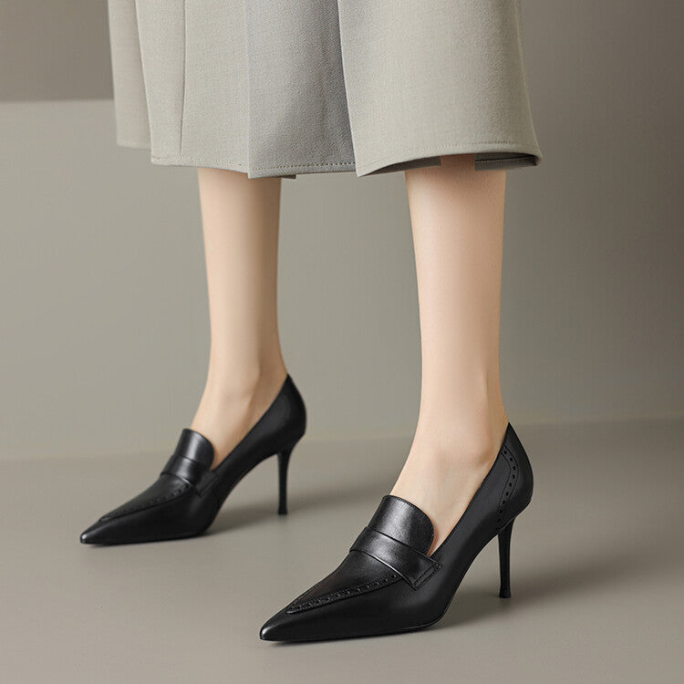 Nyla Genuine Leather Pointed-Toe Heel Pumps