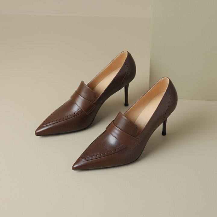 Nyla Genuine Leather Pointed-Toe Heel Pumps