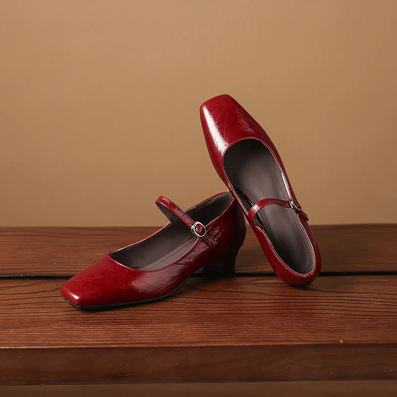 Ella Genuine Leather Mary Jane Pumps