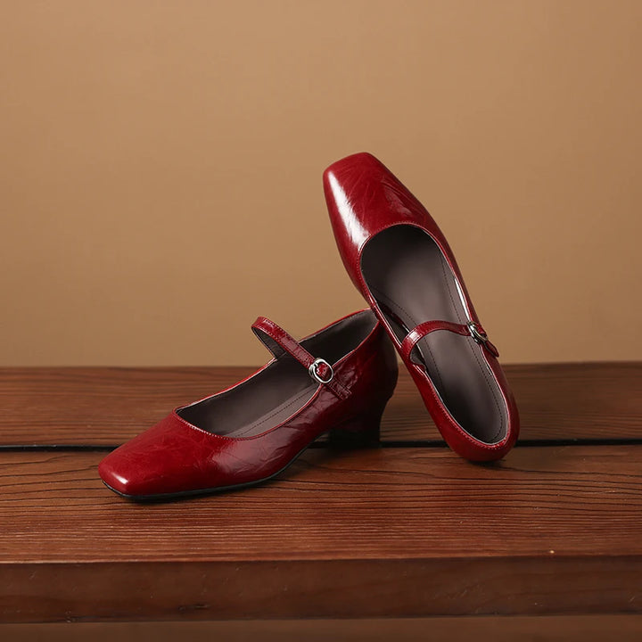 Ella Genuine Leather Mary Jane Pumps