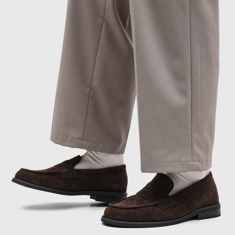 Milan Cowhide Suede Penny Loafers