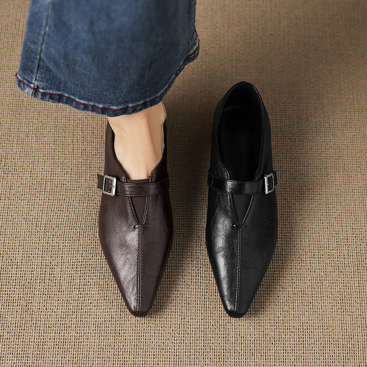 Aster Genuine Leather Chisel-Toe Pumps