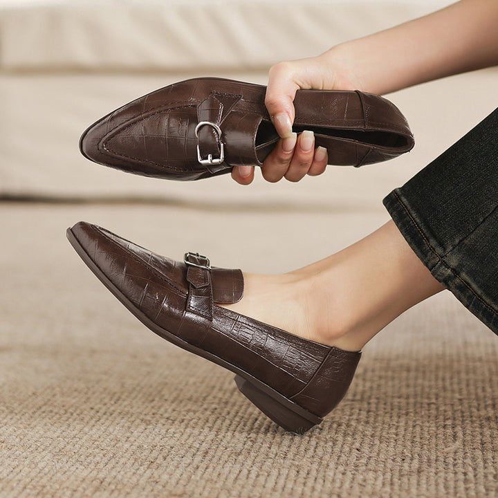 Nova Genuine Leather Pointed-Toe Loafers