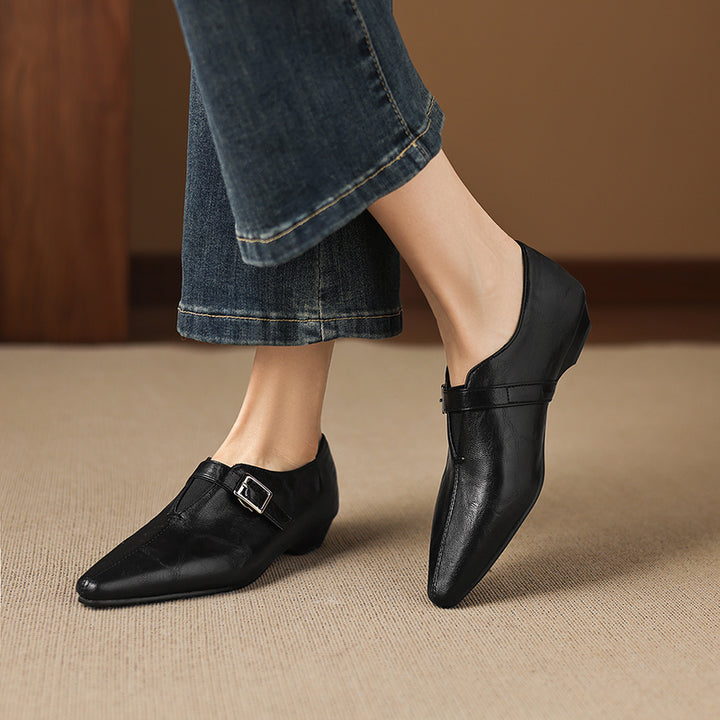 Aster Genuine Leather Chisel-Toe Pumps