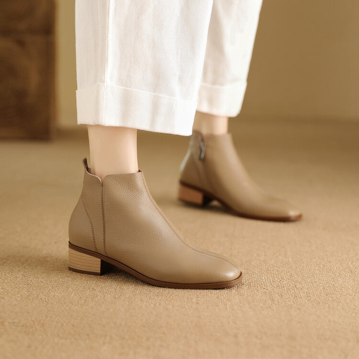 Zeny Genuine Leather Ankle Boots