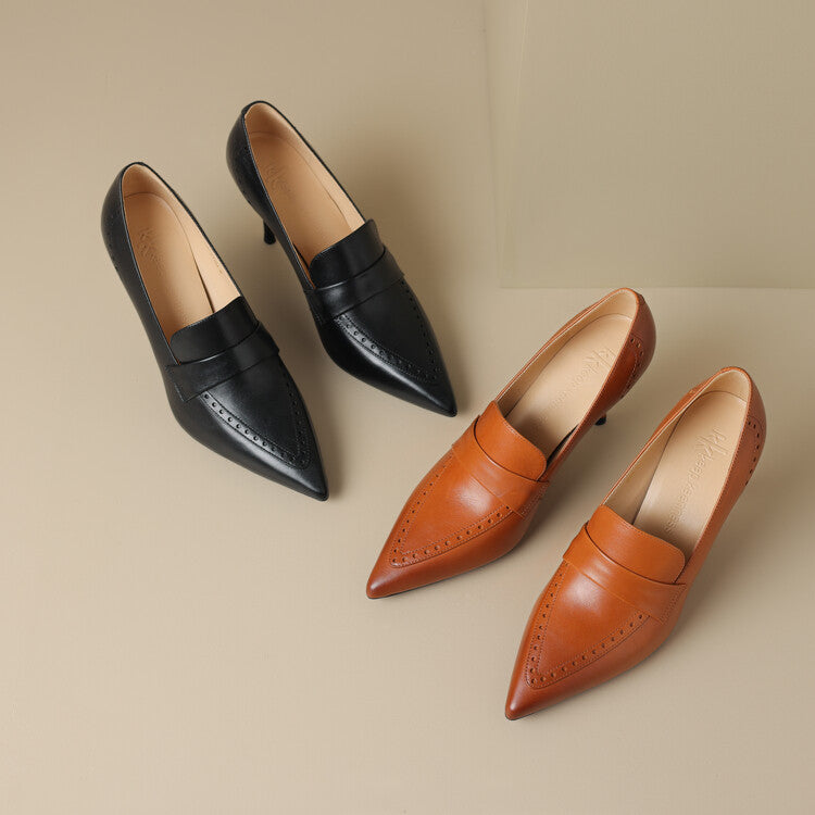 Nyla Genuine Leather Pointed-Toe Heel Pumps