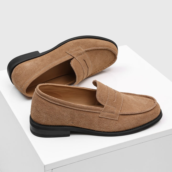 Milan Cowhide Suede Penny Loafers