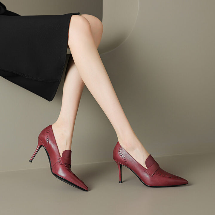 Nyla Genuine Leather Pointed-Toe Heel Pumps