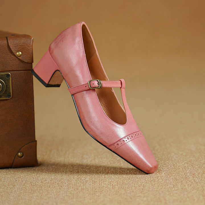 Kathy Genuine Leather Heels