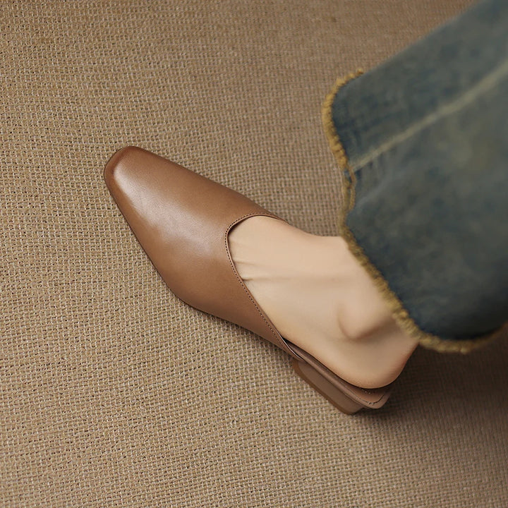 Iris Genuine Leather Chiseled-Toe Mules