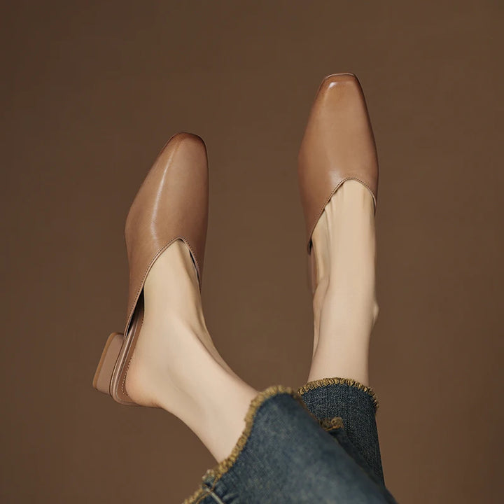 Iris Genuine Leather Chiseled-Toe Mules
