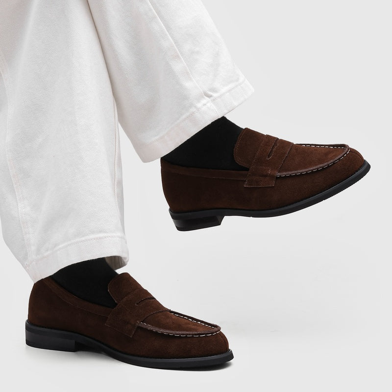 Milan Cowhide Suede Penny Loafers