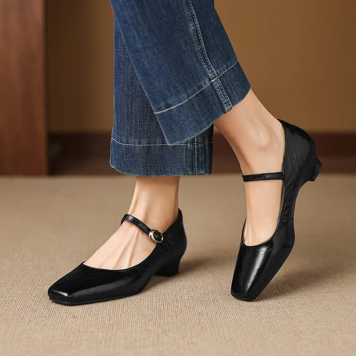 Ella Genuine Leather Mary Jane Pumps