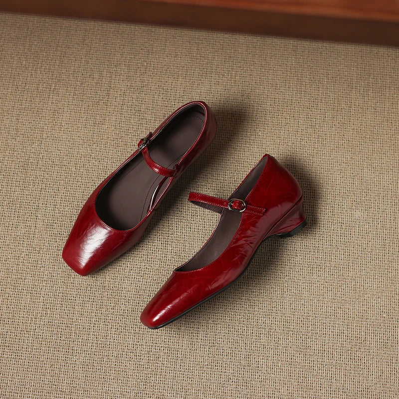 Ella Genuine Leather Mary Jane Pumps