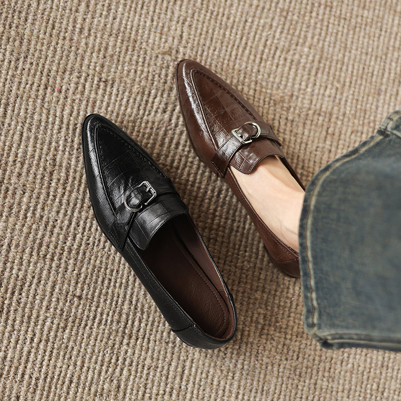 Nova Genuine Leather Pointed-Toe Loafers