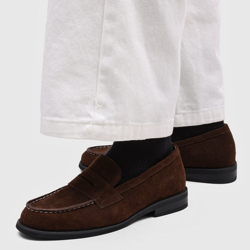 Milan Cowhide Suede Penny Loafers