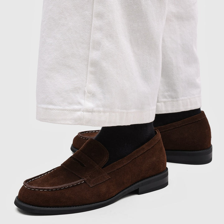 Milan Cowhide Suede Penny Loafers