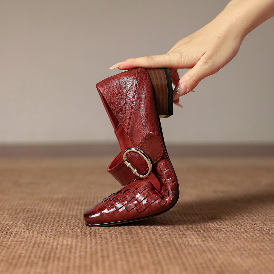 Daria Genuine Leather Mary-Jane Pumps
