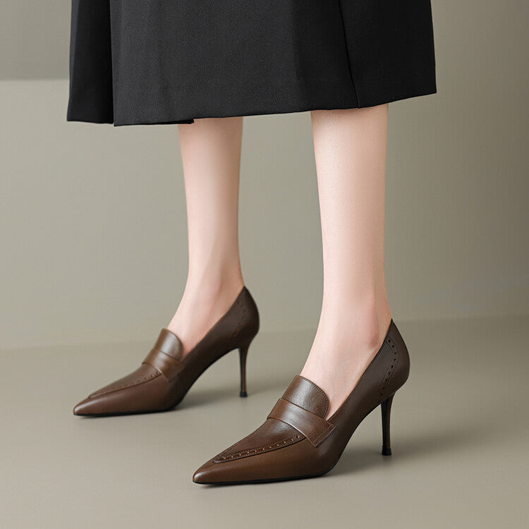 Nyla Genuine Leather Pointed-Toe Heel Pumps