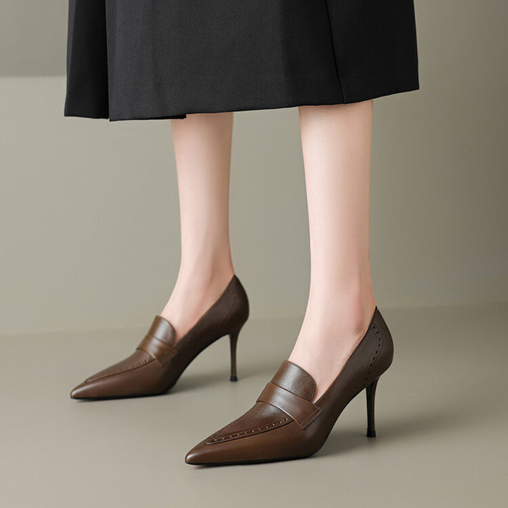 Nyla Genuine Leather Pointed-Toe Heel Pumps
