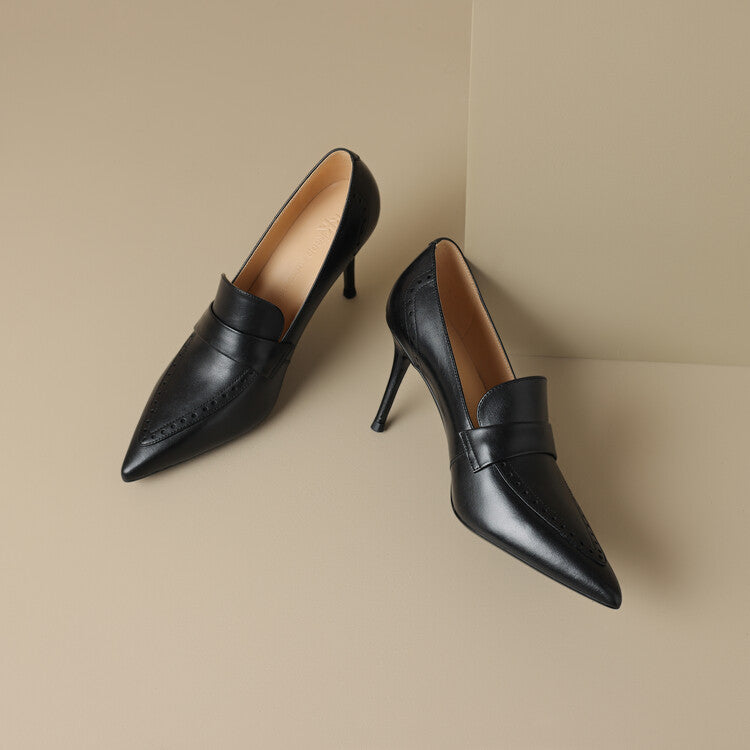 Nyla Genuine Leather Pointed-Toe Heel Pumps