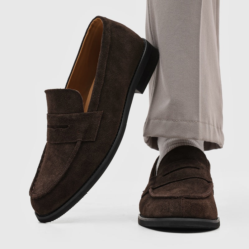 Milan Cowhide Suede Penny Loafers