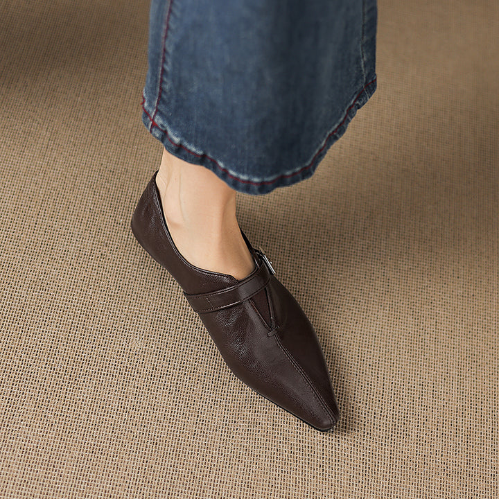 Aster Genuine Leather Chisel-Toe Pumps