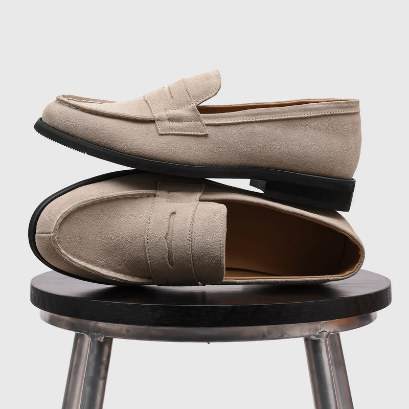 Milan Cowhide Suede Penny Loafers