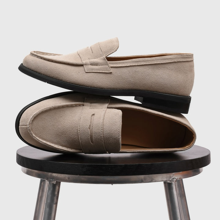 Milan Cowhide Suede Penny Loafers
