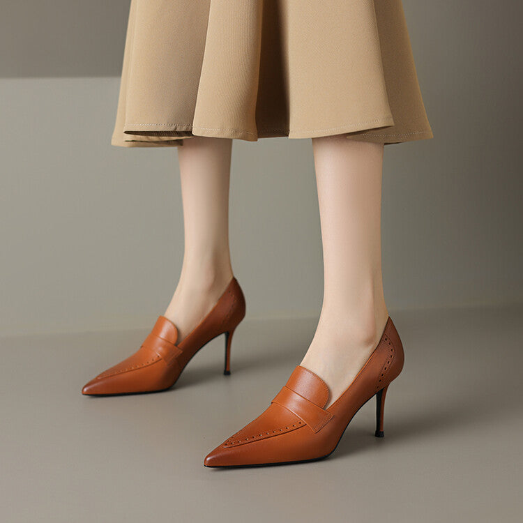 Nyla Genuine Leather Pointed-Toe Heel Pumps