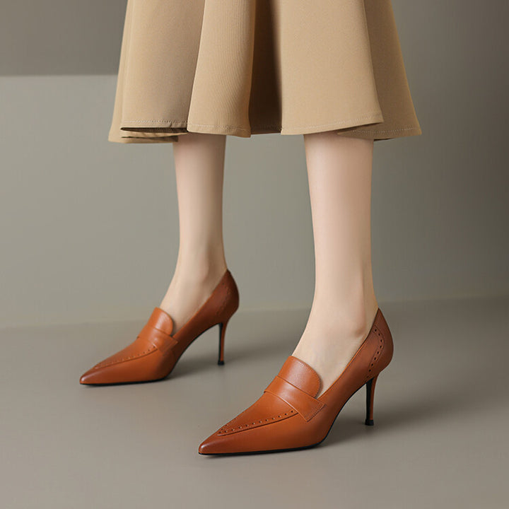 Nyla Genuine Leather Pointed-Toe Heel Pumps