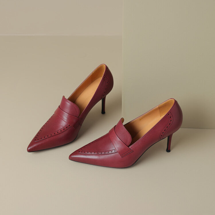 Nyla Genuine Leather Pointed-Toe Heel Pumps