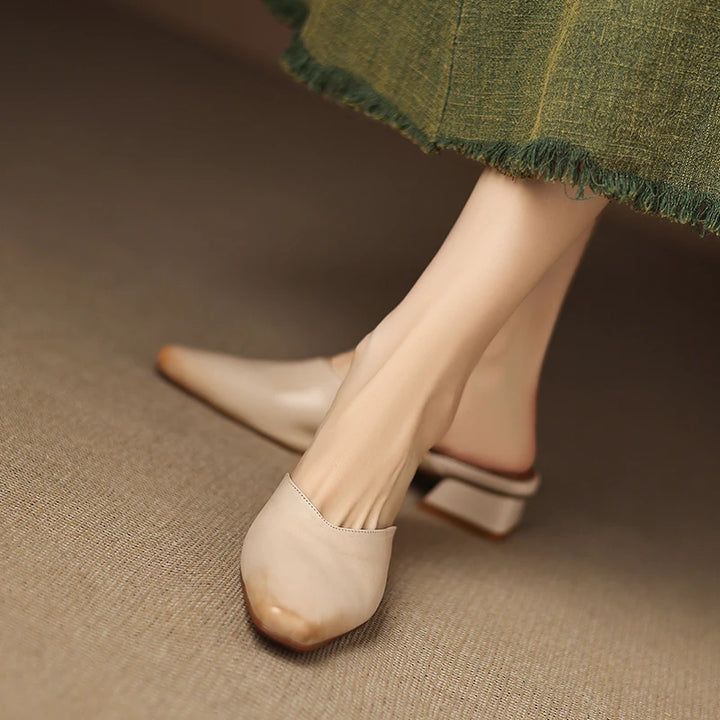 Iris Genuine Leather Chiseled-Toe Mules