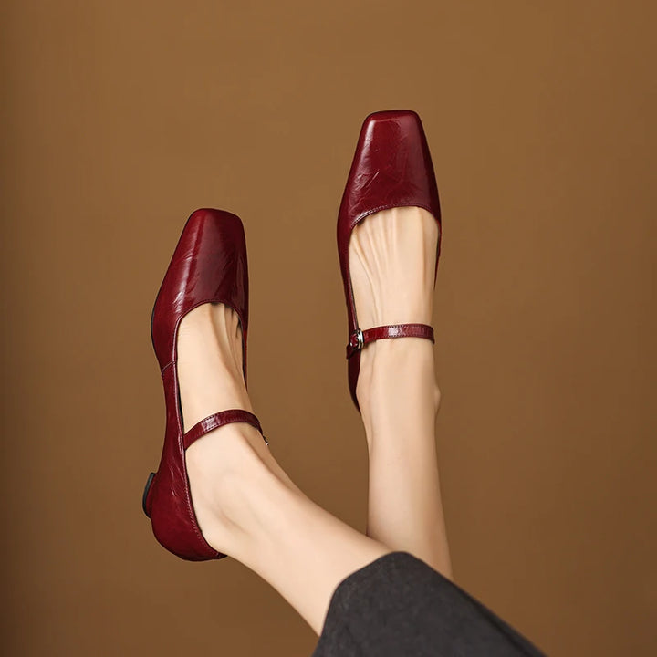 Ella Genuine Leather Mary Jane Pumps