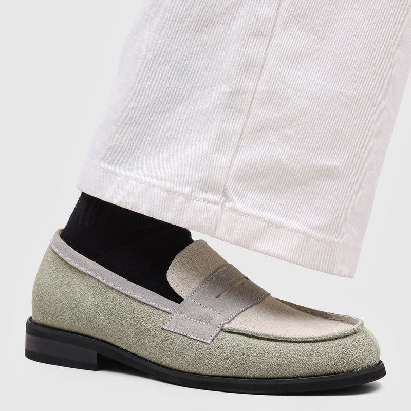 Milan Cowhide Suede Penny Loafers